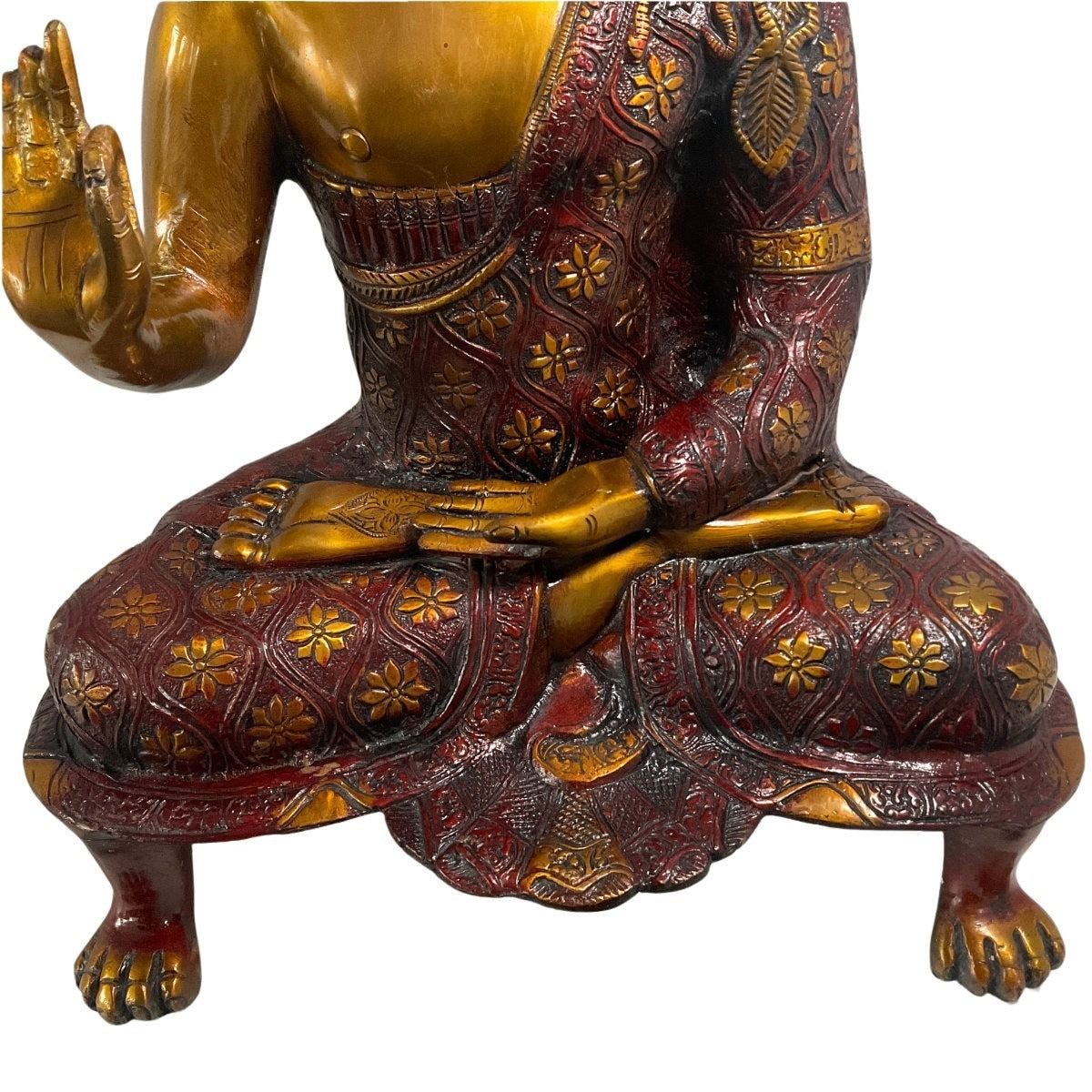 Sitting Buddha Amoghasiddhi made of brass - 50cm