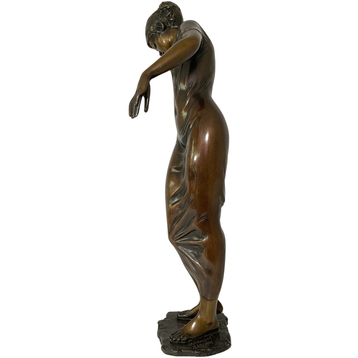 Bronze sculpture "Girl with Dress" by Erwin A. Schinzel