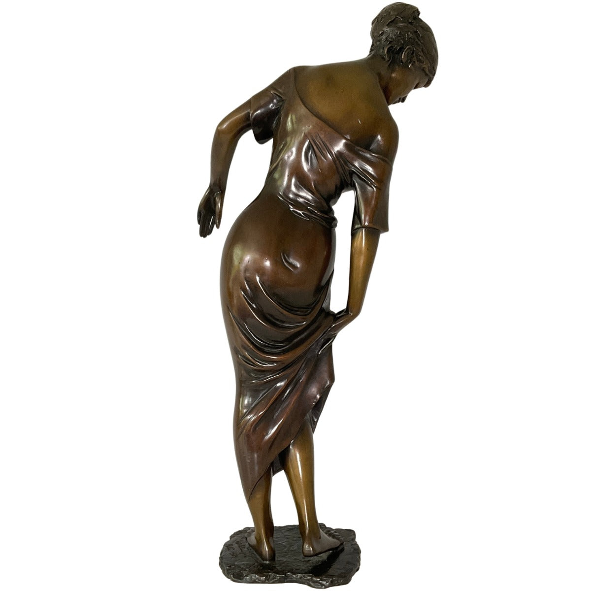 Bronze sculpture "Girl with Dress" by Erwin A. Schinzel