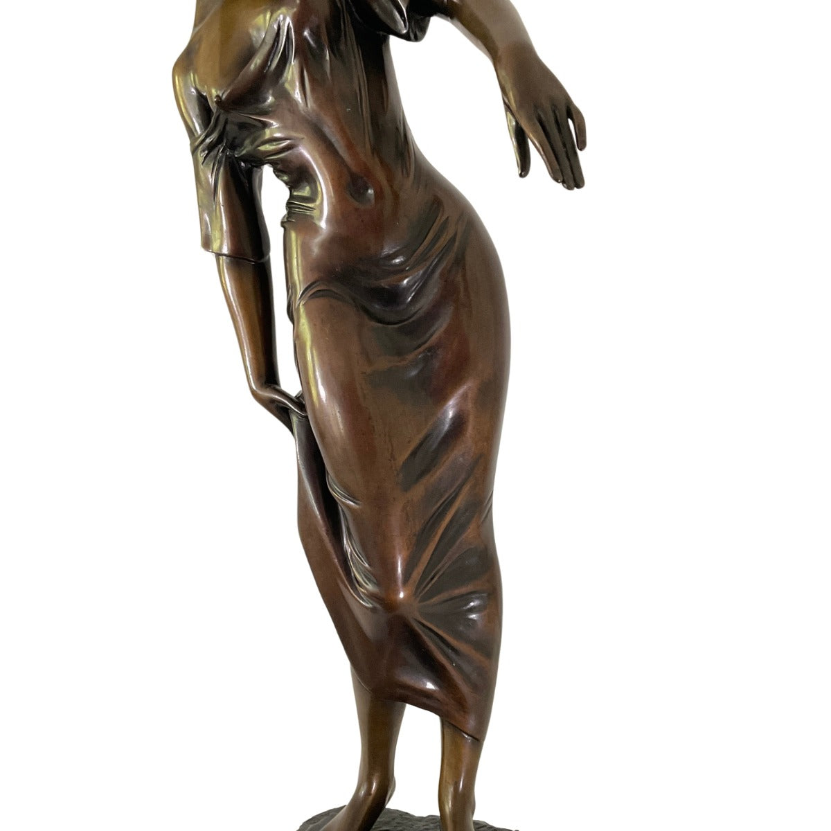 Bronze sculpture "Girl with Dress" by Erwin A. Schinzel