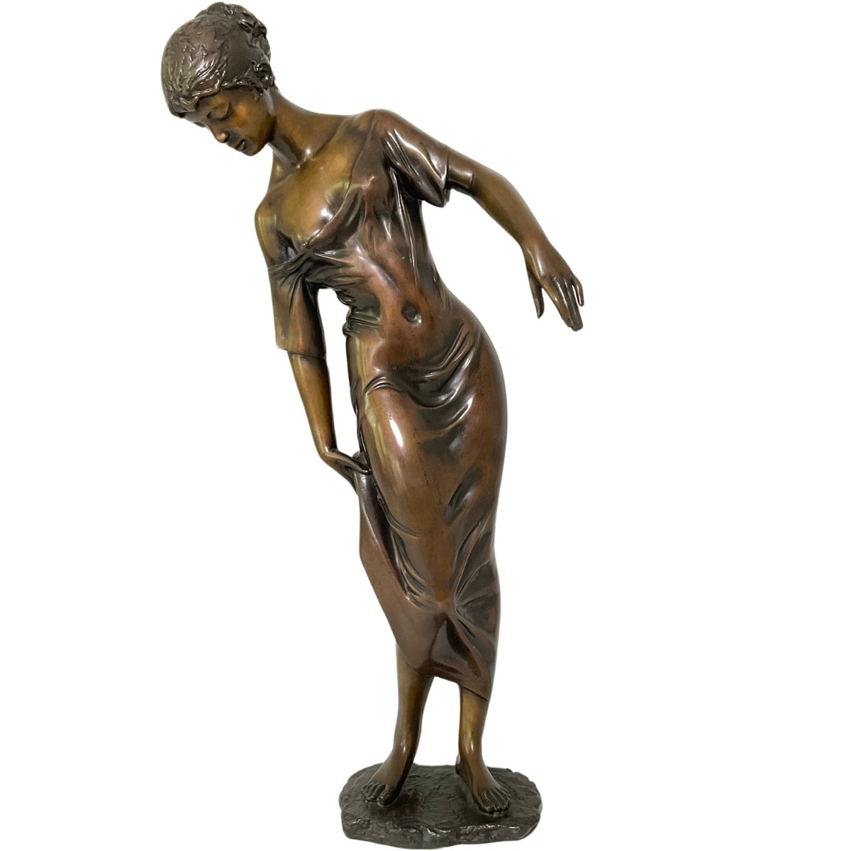 Bronze sculpture "Girl with Dress" by Erwin A. Schinzel