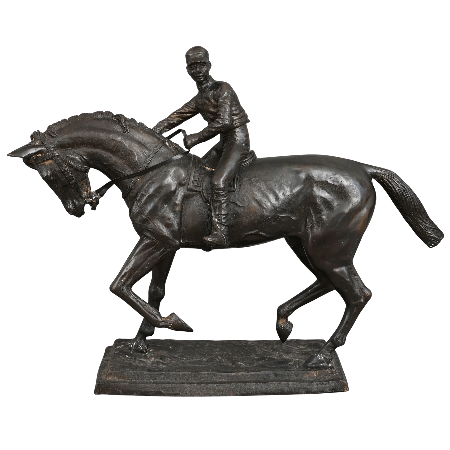 Bronzeskulptur "Jockey zu Pferde"