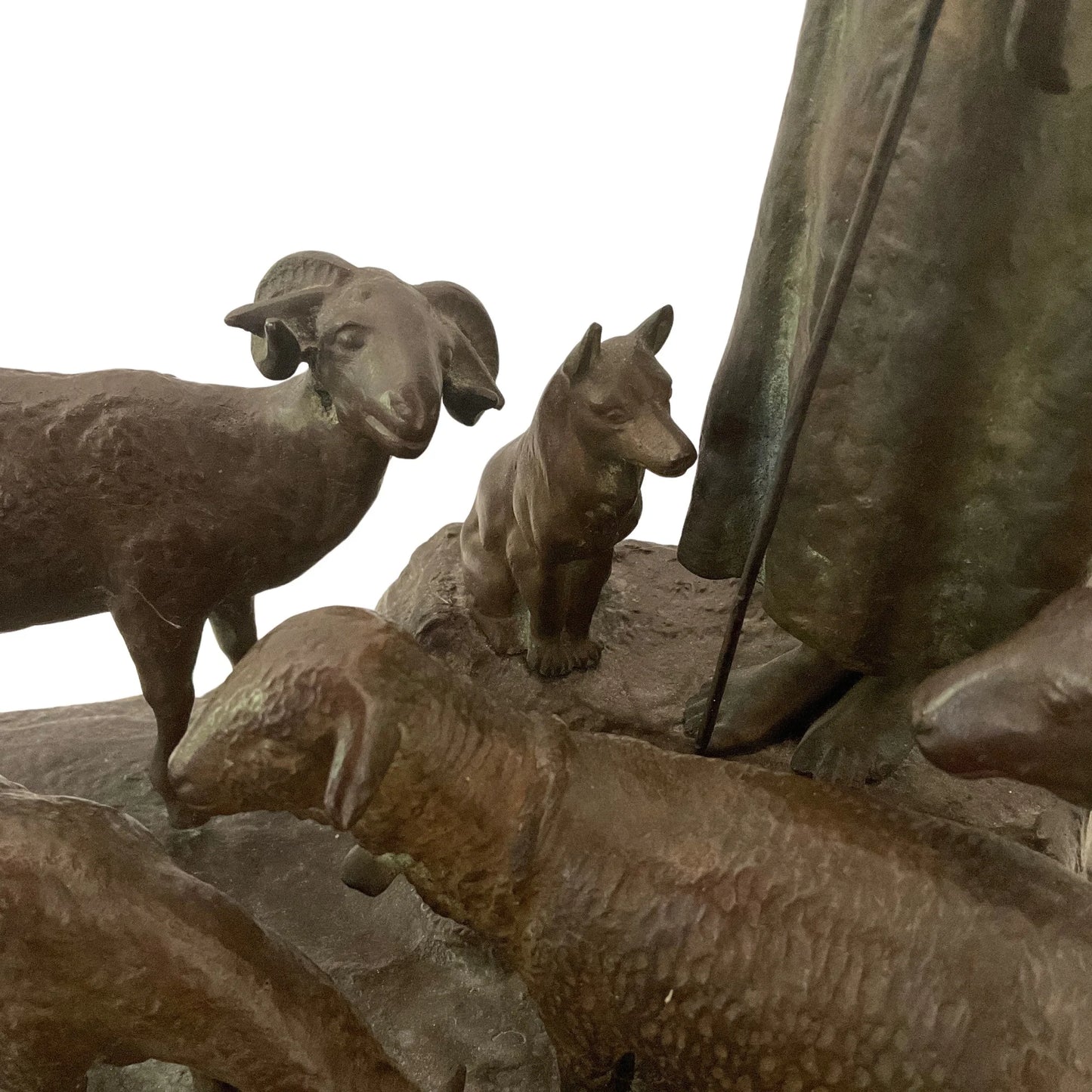 Bronze sculpture "Young Shepherdess with Herd" by Otto Schmidt-Hofer