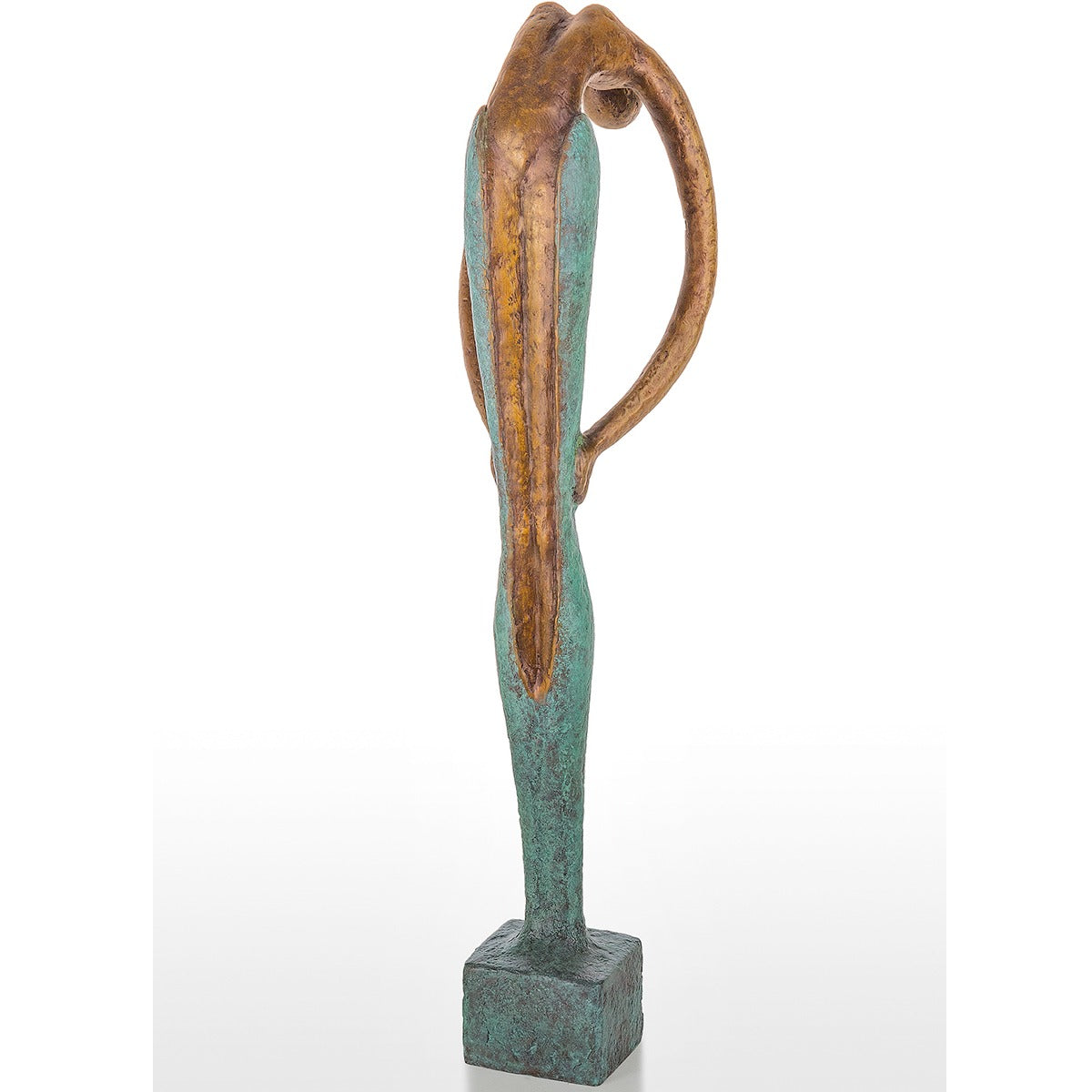 Frontalansicht der Bronzeskulptur "Die Häutung"