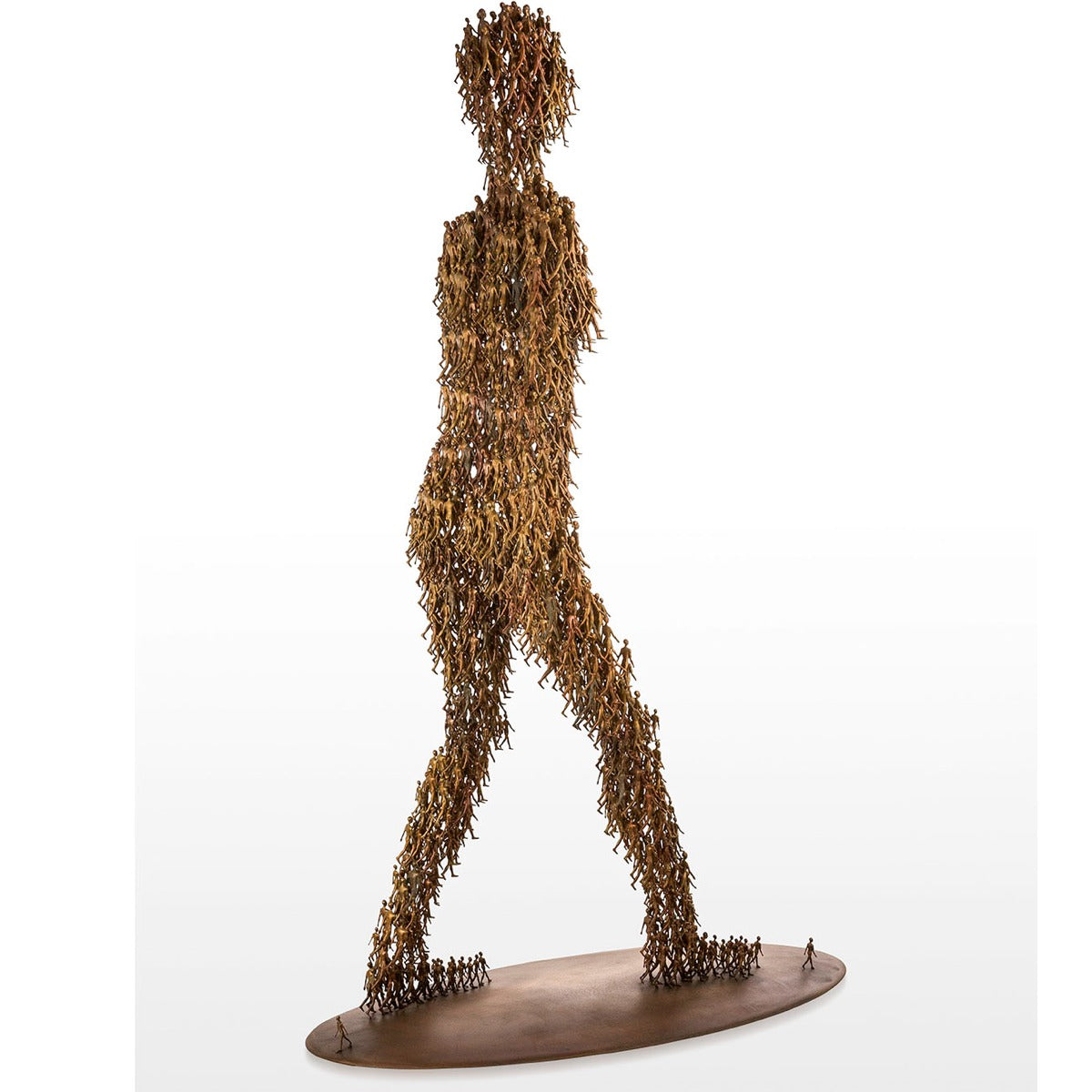 Seitenansicht der Bronzeskulptur "Going"