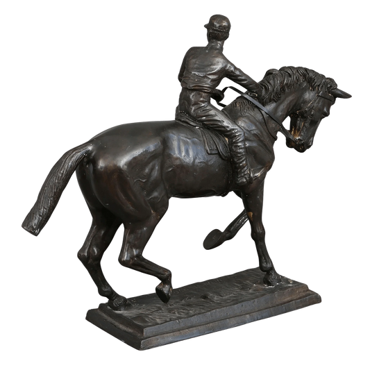 Bronzeskulptur "Jockey zu Pferde"