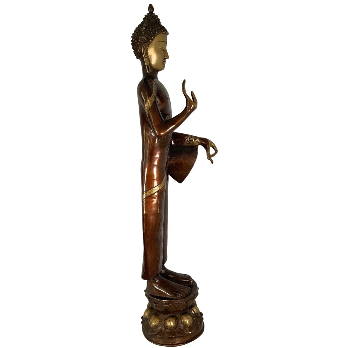Standing Buddha made of brass - unique piece - 83.5 cm