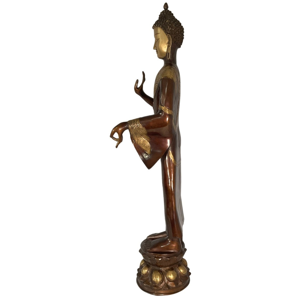 Standing Buddha made of brass - unique piece - 83.5 cm