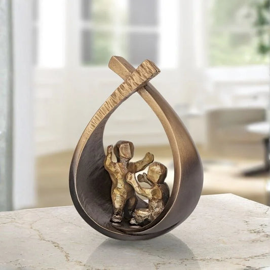 Bronzeskulptur "Geburt (2 Kinder)"