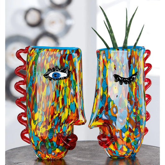 Skulptur "Gesichtsvase - Froozen" aus Glas
