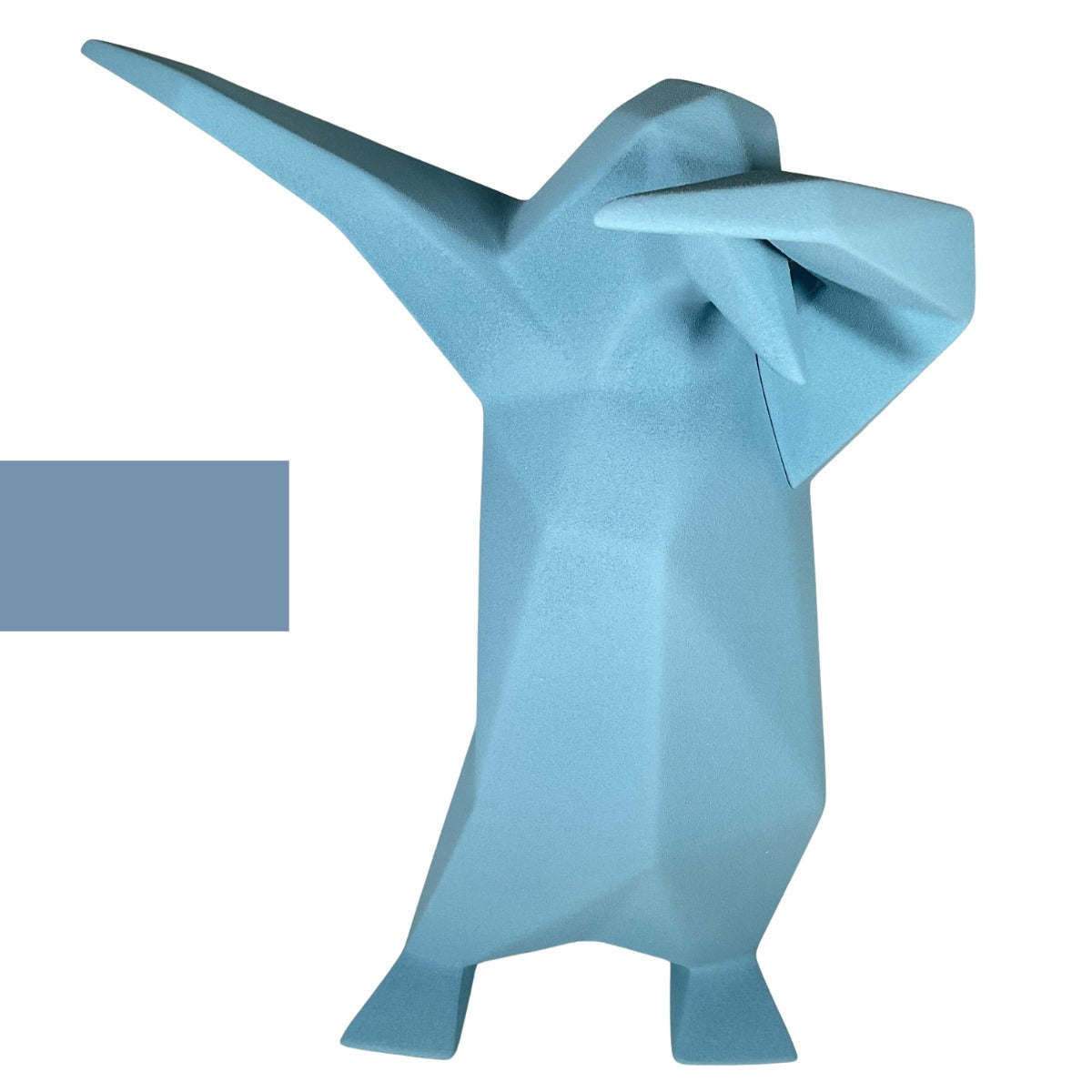 Ceramic sculpture "Dab Penguin" by Vittorio Gennari, Jeans Blue, Rough