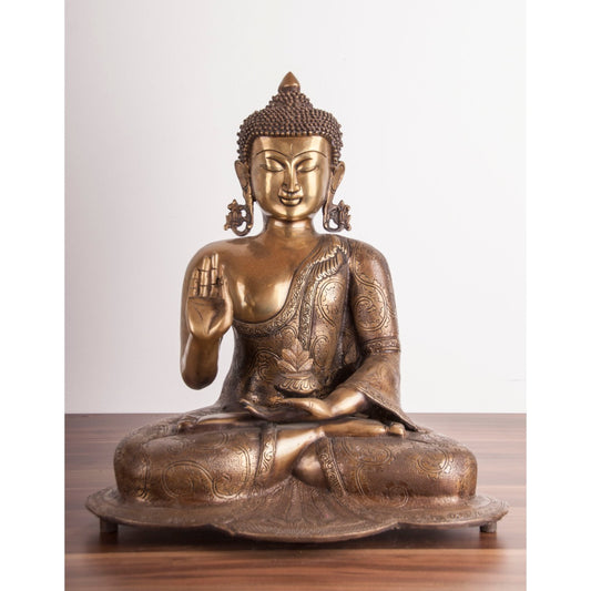 Sitzender Buddha aus Messing - 47cm