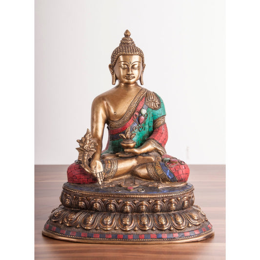 Medizin Buddha aus Messing - Einzelstück - 33,5cm