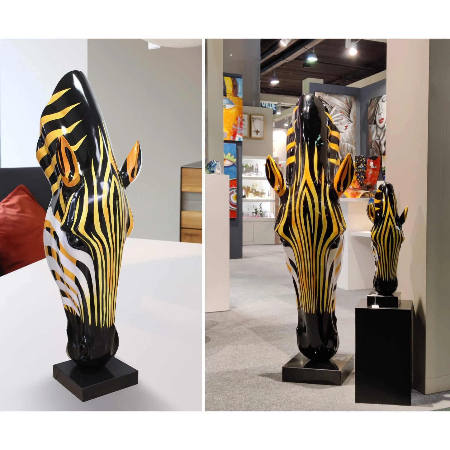 Sculpture "Zebra Head" on marble