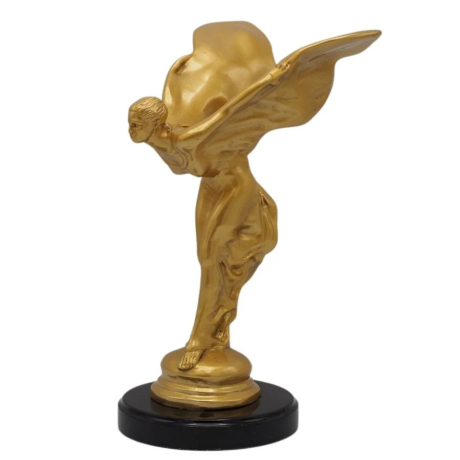 Bronzeskulptur "Emily - Spirit of Ecstasy" auf Marmorsockel, gold