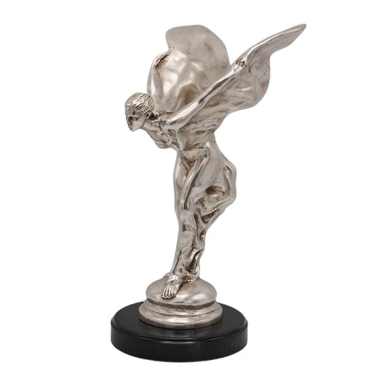 Bronzeskulptur "Emily - Spirit of Ecstasy" auf Marmorsockel, silber