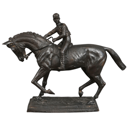 Bronzeskulptur "Jockey zu Pferde"