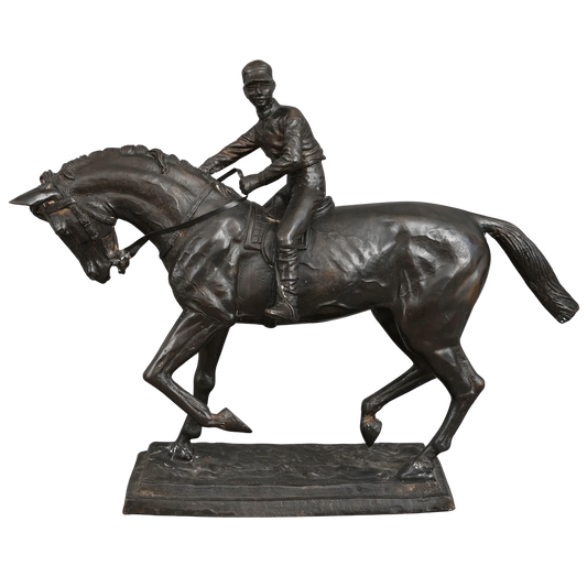 Bronzeskulptur "Jockey zu Pferde"