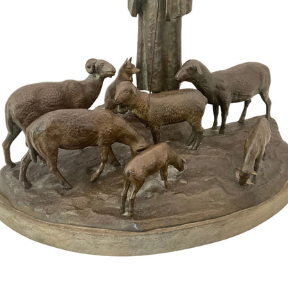 Bronze sculpture "Young Shepherdess with Herd" by Otto Schmidt-Hofer