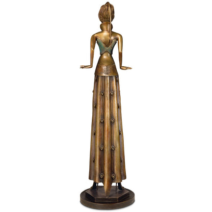 Rückansicht der Bronzeskulptur "Tänzerin im Blumenkleid"