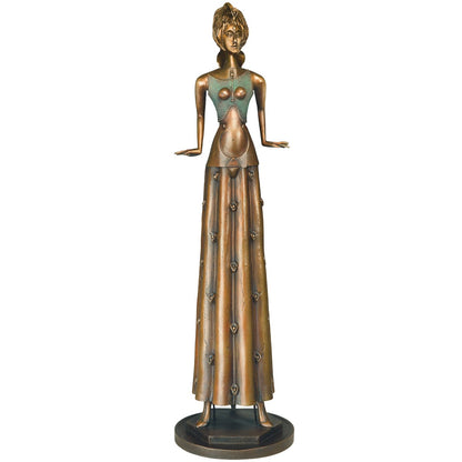 Frontansicht der Bronzeskulptur "Tänzerin im Blumenkleid"