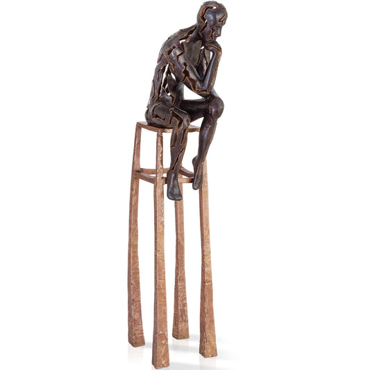 Frontansicht der Bronzeskulptur "Der Denker, dunkel"