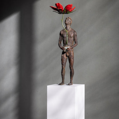 Bronze sculpture "Thoughts 2 - The Flower" by Raffaella Benetti