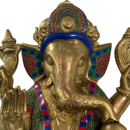 Sitting Ganesha made of brass - unique piece - 37cm