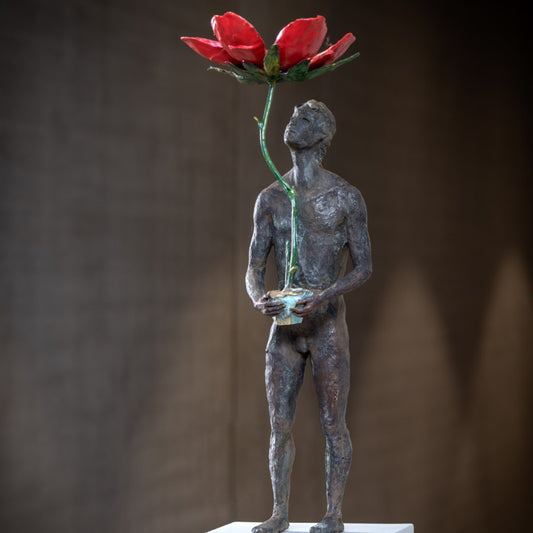 Bronze sculpture "Thoughts 2 - The Flower" by Raffaella Benetti