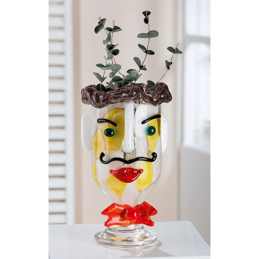 Skulptur "Gesichtsvase - Alfredo" aus Glas