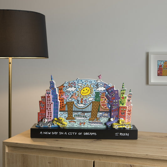 Porcelain sculpture "A New Day in a City of Dreams" by James Rizzi 
