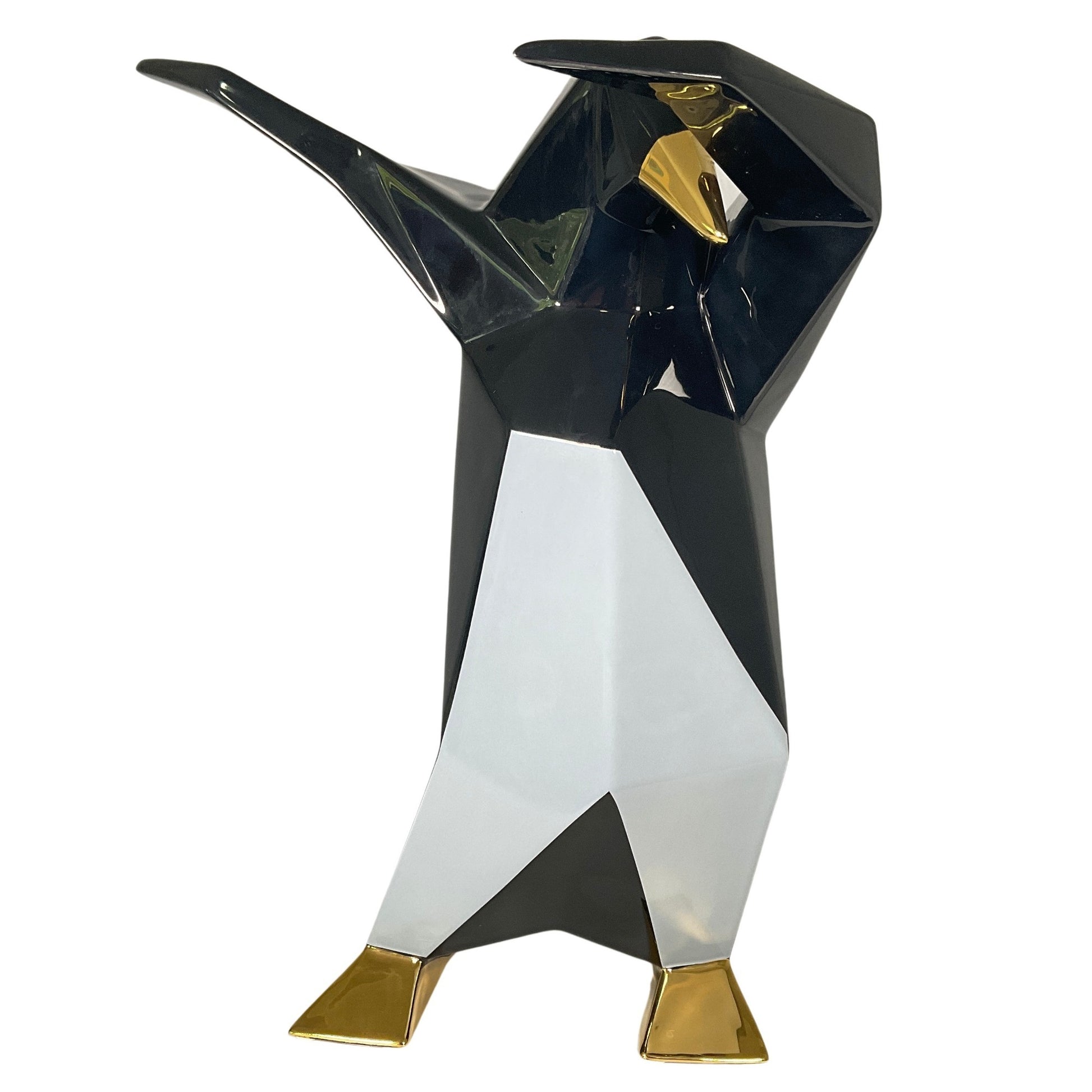Keramikskulptur "Dab Pinguin" von Vittorio Gennari, Glänzend Zweifarbig mit Edelmetall