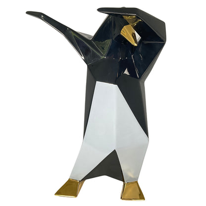 Keramikskulptur "Dab Pinguin" von Vittorio Gennari, Glänzend Zweifarbig mit Edelmetall
