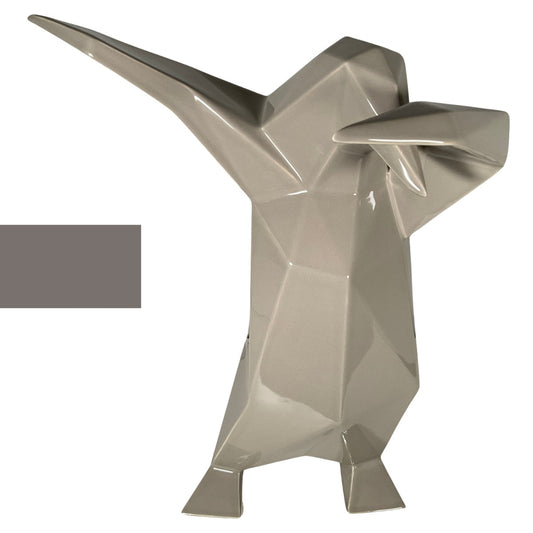 Ceramic sculpture "Dab Penguin" by Vittorio Gennari, Warm Grey, Glossy 
