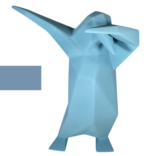 Ceramic sculpture "Dab Penguin" by Vittorio Gennari, Jeans Blue, Rough 