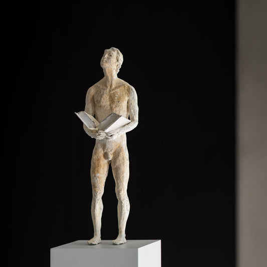 Bronze sculpture "Thoughts 6 - The Book" by Raffaella Benetti 