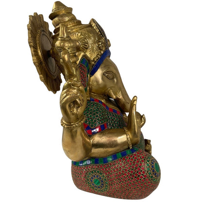 Sitting Ganesha made of brass - unique piece - 37cm