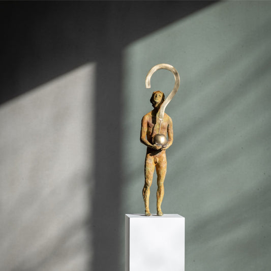 Bronze sculpture "Thoughts 1 - The Question" by Raffaella Benetti