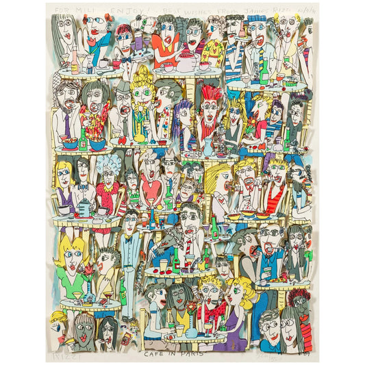 Wandbild "Café in Paris" 3D, gerahmt, Siebdruck von James Rizzi