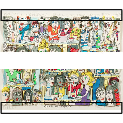 Wandbild "Café in Paris" 3D, gerahmt, Siebdruck von James Rizzi